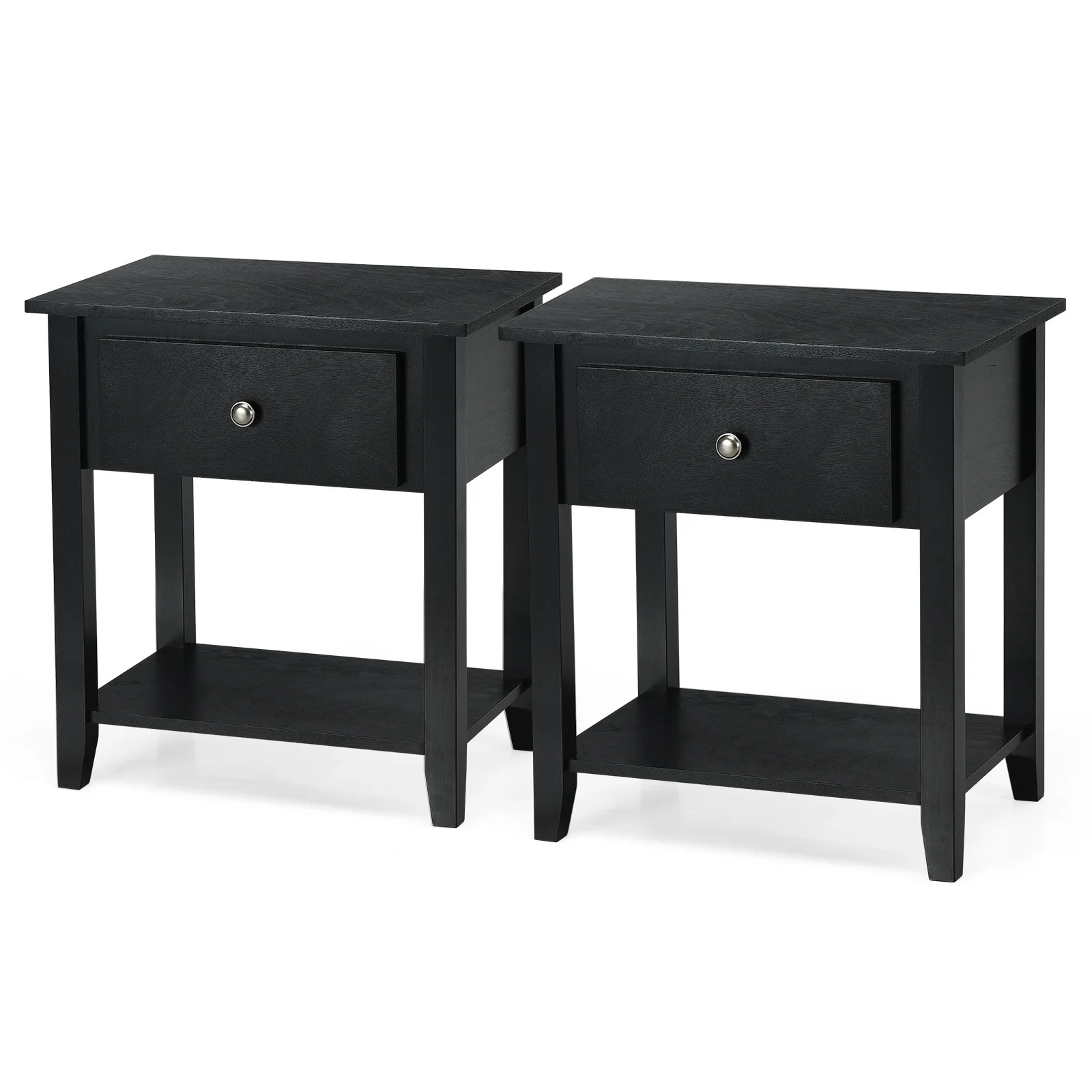 

2PCS Nightstand Beside Table Chest Sofa End Table Accent Table Black