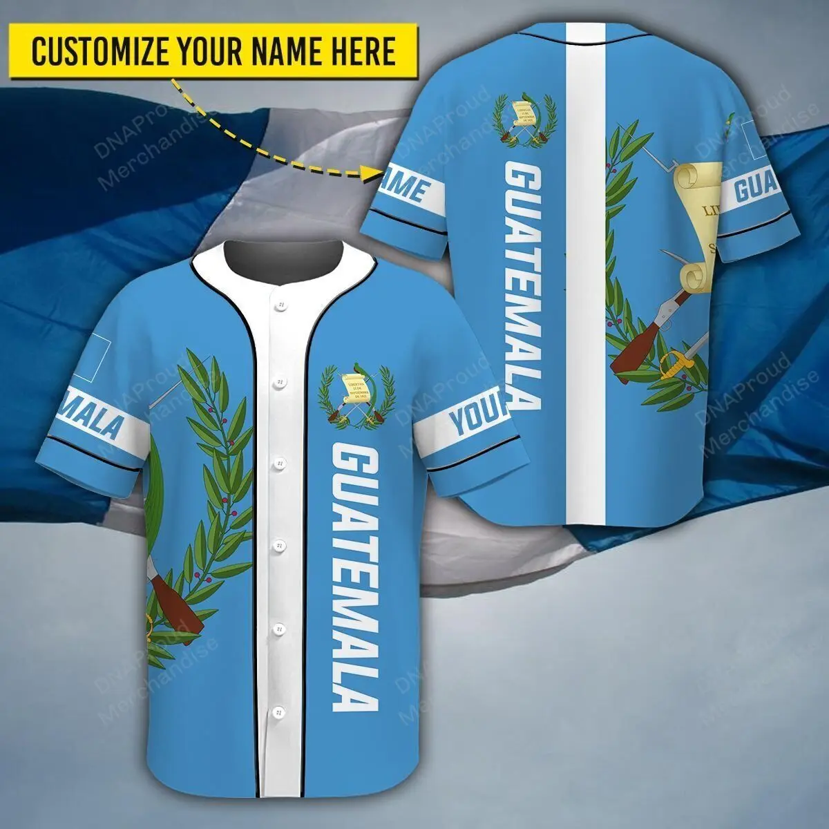 2023 New Baseball Jersey Personalized Name Guatemala 3d Baseball Shirt Gift Casual Fashion Men's and Women's Clothing