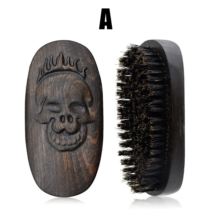 New MAN Hair Brush Boar Bristle For Men's Beard Shaving Comb Face Massage Facial Hair Cleaning Brush Wave Comb Drop Shipping