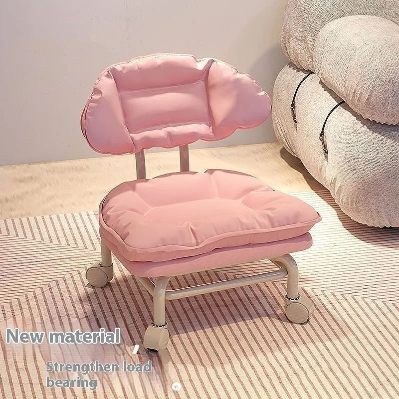 Lazy Person Backrest Chair Home Goods Bench Universal Wheel Round Stool With Child Artifact Small Stool Pulley Low Stool Gift image 2