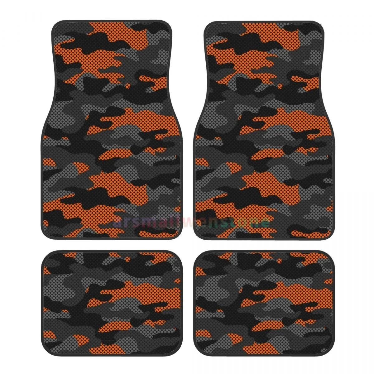 Black And Orange 4PCS Crystal Velvet Women's Car Floor Mat, Anti Fouling Car Floor Mat Car Interior Accessories