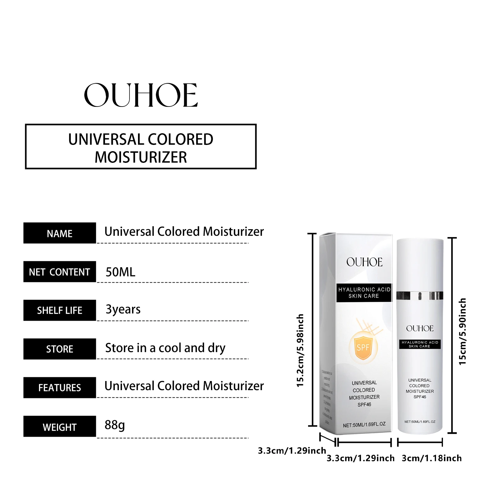 كريم ترطيب واقي من الشمس 50 مل من OUHOE UVA UVB حماية مزدوجة مغذي عميق يمنع حروق الشمس بشكل فعال يمتص بسرعة #6