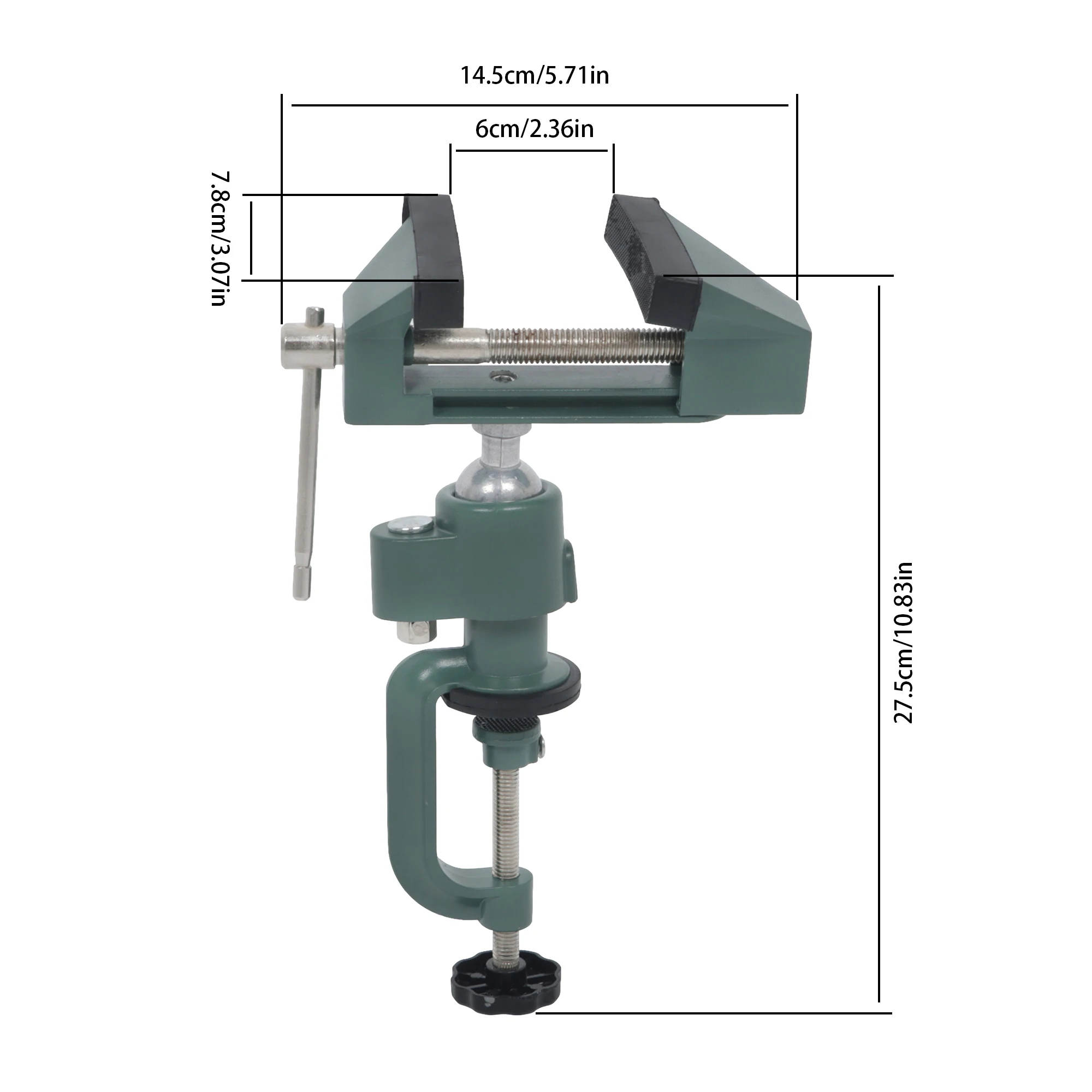 3 Inch Aluminum Rotating Bench Vise 360° Swivel Table Clamp for Wood Metal Crafting