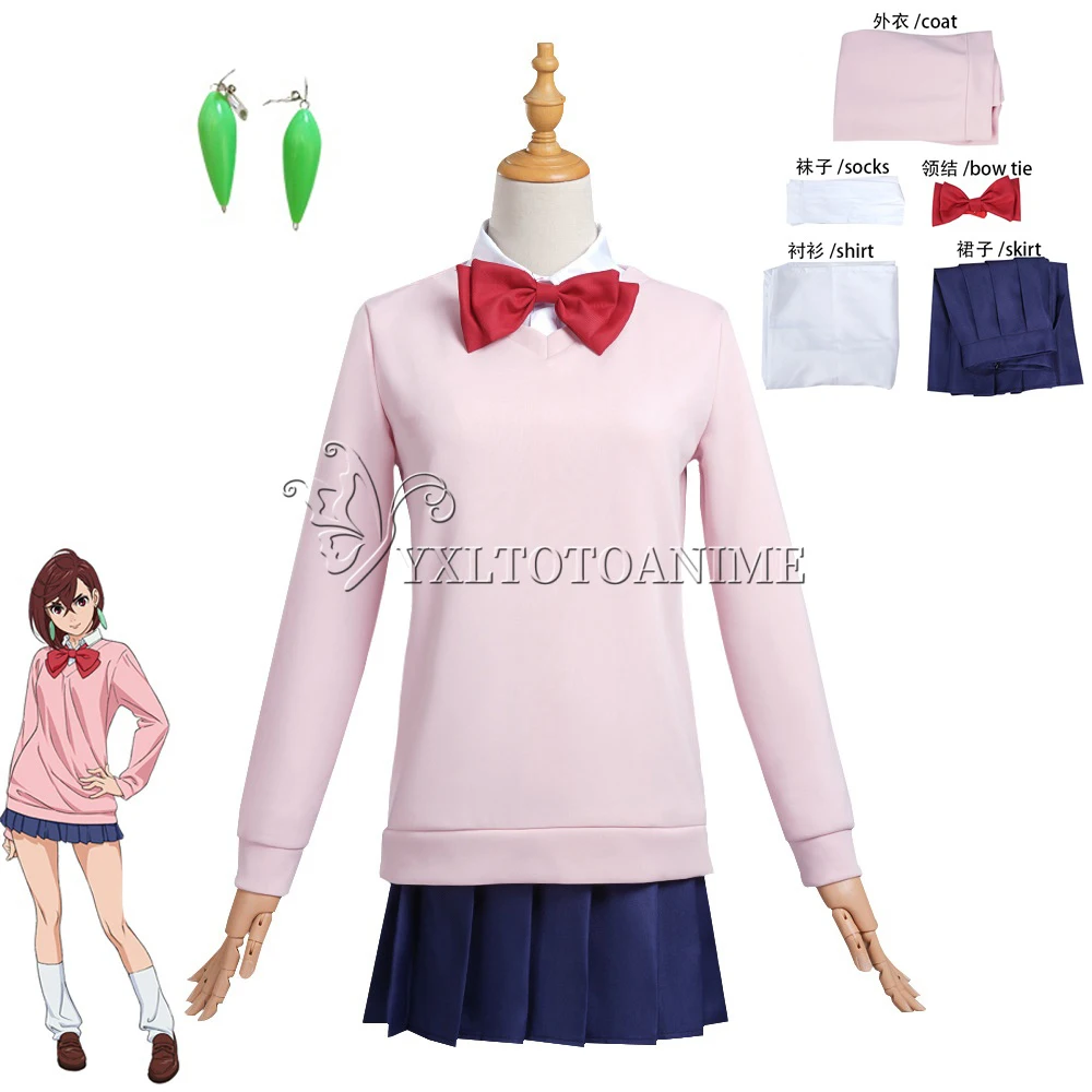 Momo Ayase Cosplay Kostuum Pruik Anime Dandadan Jurk Rok Schooluniform Oorbellen Choker Halloween Party voor Meisjes Vrouwen