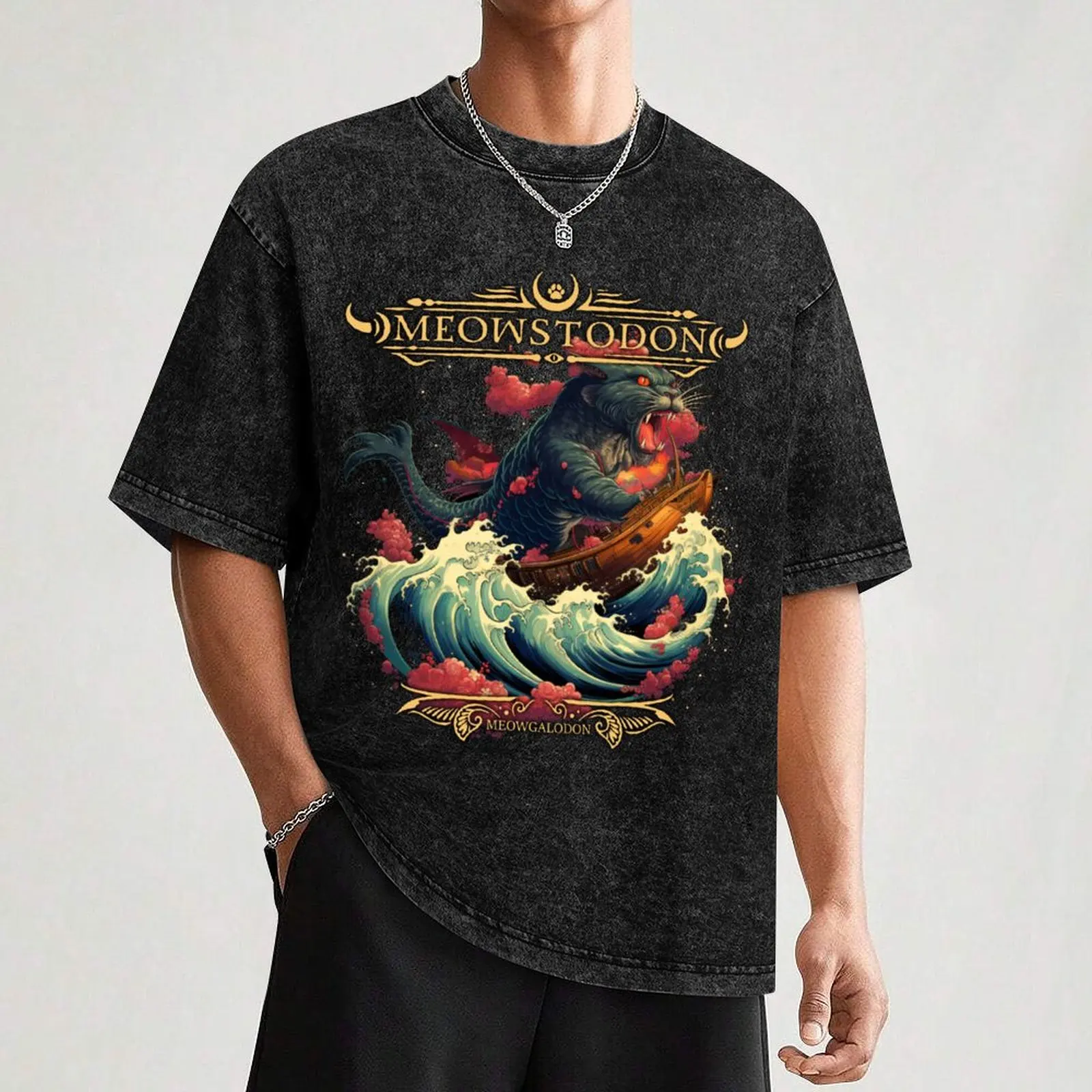 Meowstodon- Meowgalodon Death Metal T-Shirt Christmas Theme Tee Top
