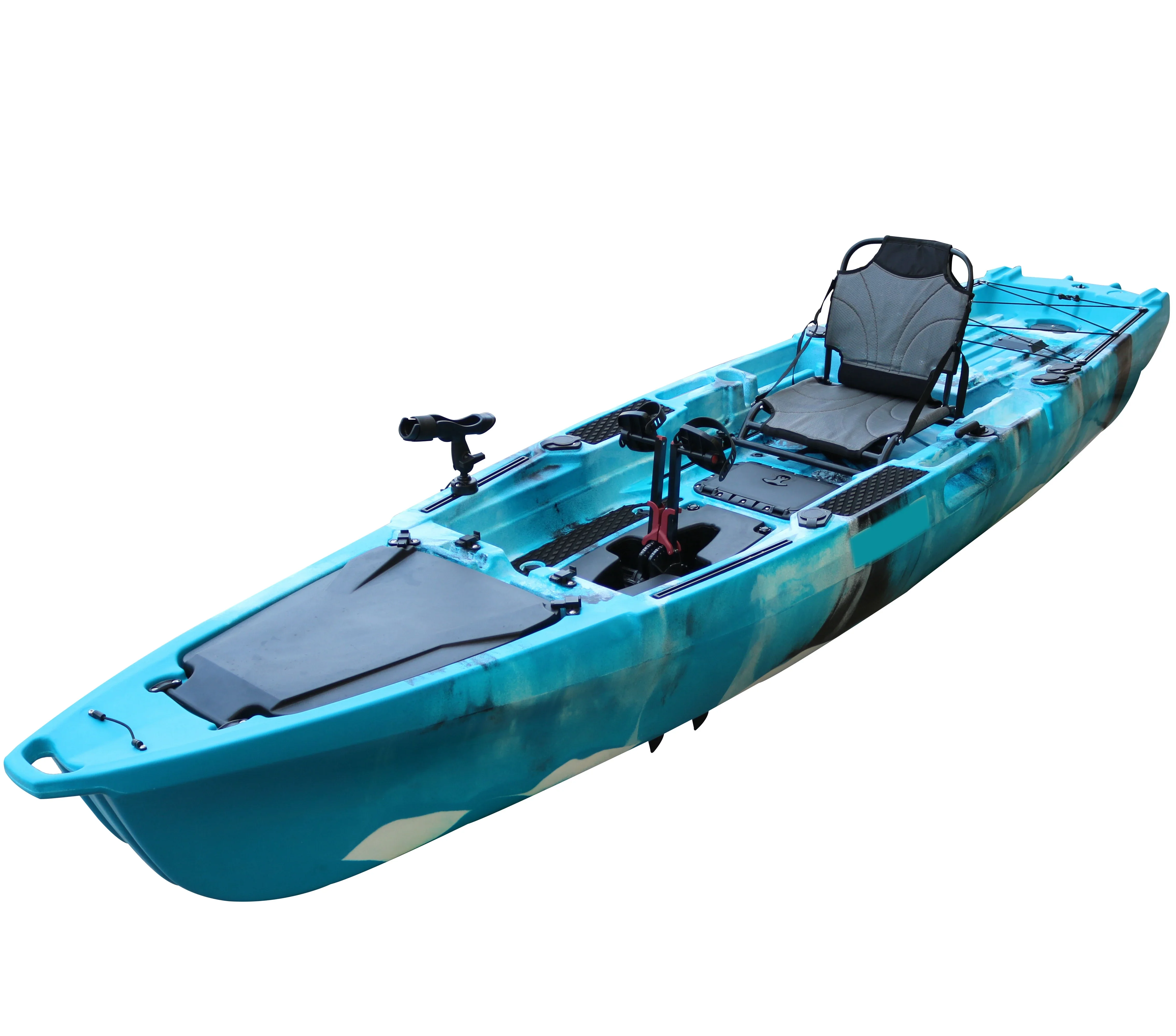 Best Fishing Kayak 2023 Experienced 13ft rotomolding Pedal Drive plastic fish kano canoe chinese factory install nativ rudder