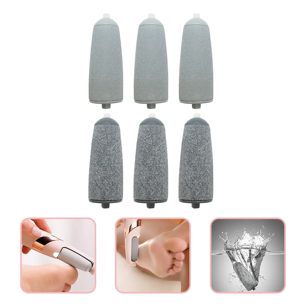 6 Pcs Foot Grinder Replacement Head Nail Tools Pedicure for Feet Electronic File Manicure Roller Heads Quartz Sand Grinding