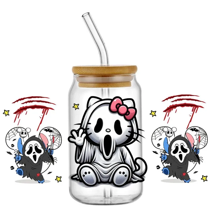 

HOT Kitty Halloween Terror Series UV DTF Transfers Stickers Decals For Libbey Cold Cups Mugs Tumbler Waterproof DIY 3D Craft