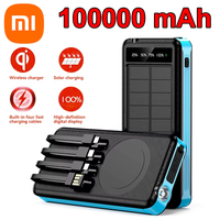 Xiaomi 100000mah Power Bank Outdoor Wireless Solar Charging Portable Ultra-thin Digital Display Sharing Four Wires Powerbank