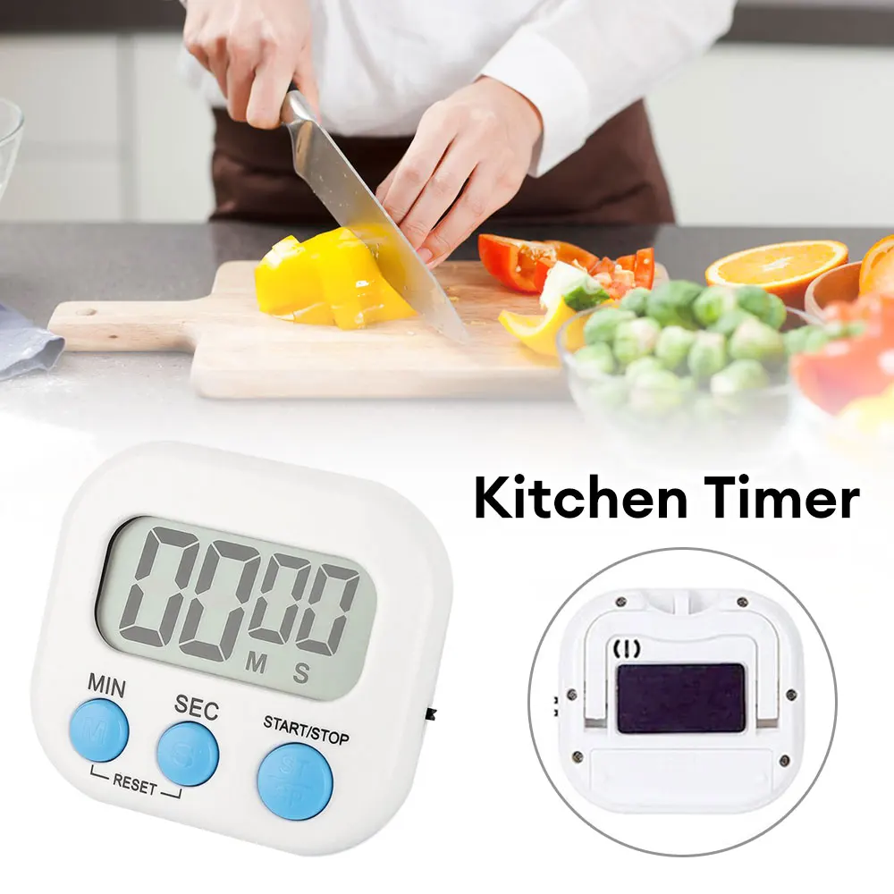 LCD Digital Kitchen Timer Magnetic Countdown Alarm Clock Kitchen Practical Clock Reminder for Cooking Baking Sport