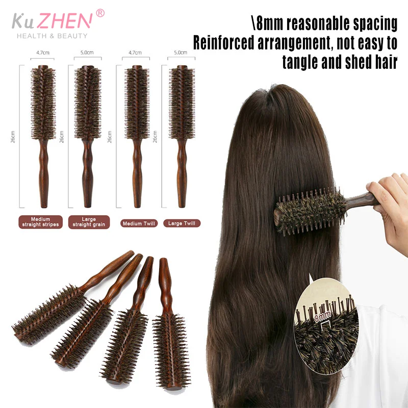 

Парикмахерская круглая роликовая деревянная щетка для волос из щетины кабана, нейлоновая расческа для волос, парикмахерские расчески, круглая щетка-лопатка для женщин и мужчин, вьющиеся волосы
