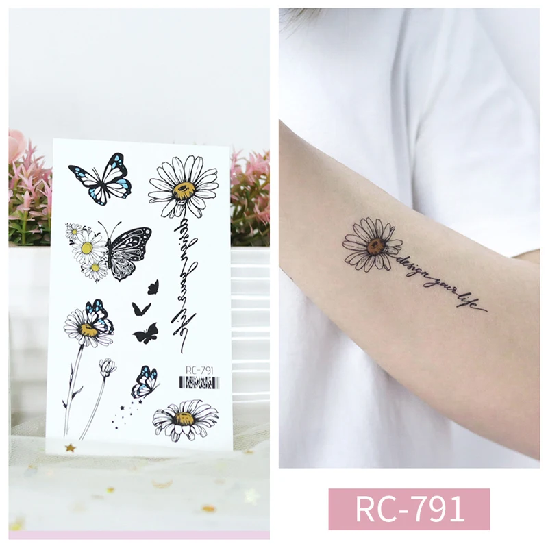 Flower Tattoo Sticker Blossom Women Body Face Arm Leg Tattoo Sticker farfalla bambini Flase Sticker per Party Waterp temporaneo