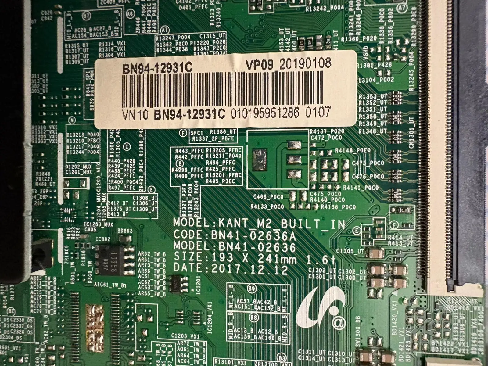 Compatibile con la scheda madre TV Samsung BN41-02636A scheda principale BN94-12931C UA65NU8000WXXY UA65NU8000 Schermo CY-SN065FLLV8H da 65 pollici