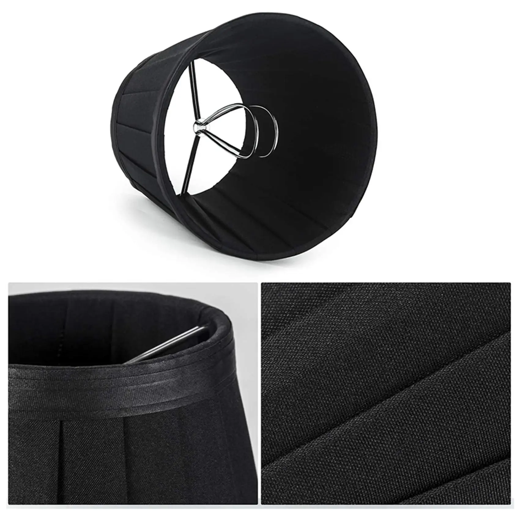 A69eclip On Lampshades Candle Chandelier Lampshades For Ceiling Pendant Light Table Lamp Floor Light 18 Pcs Black