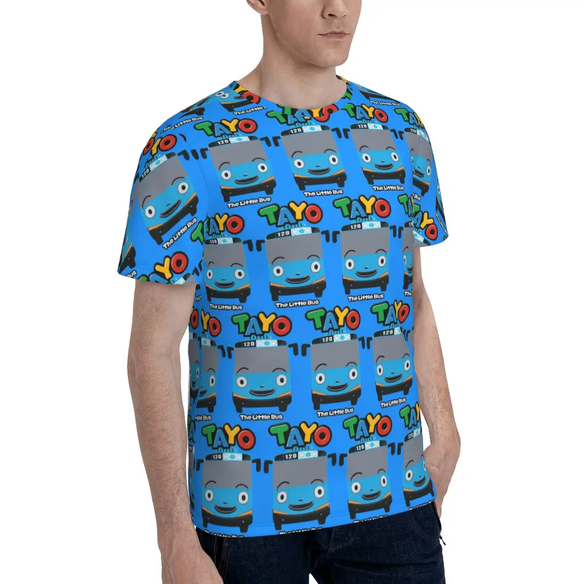 Tayo The Little Bus T-Shirt for Men Cotton T Shirts Men's Short Sleeve Crew Neck Summer Clothes Tops