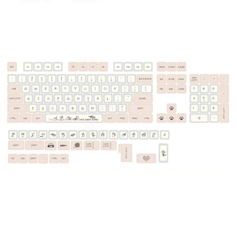 136 Keys XDA Profile Keycaps PBT DYE-SUB Cute Cat Theme Pink Keycap For Cherry Mx Switch GMMK Pro Mechanical Keyboard