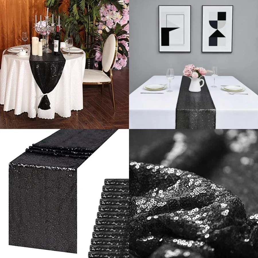

Sequin Table Runner Pack of 12 Sequin Glitter Table Runner Glitter Party Supplies for Weding Party Baby Shower Halloween Decora