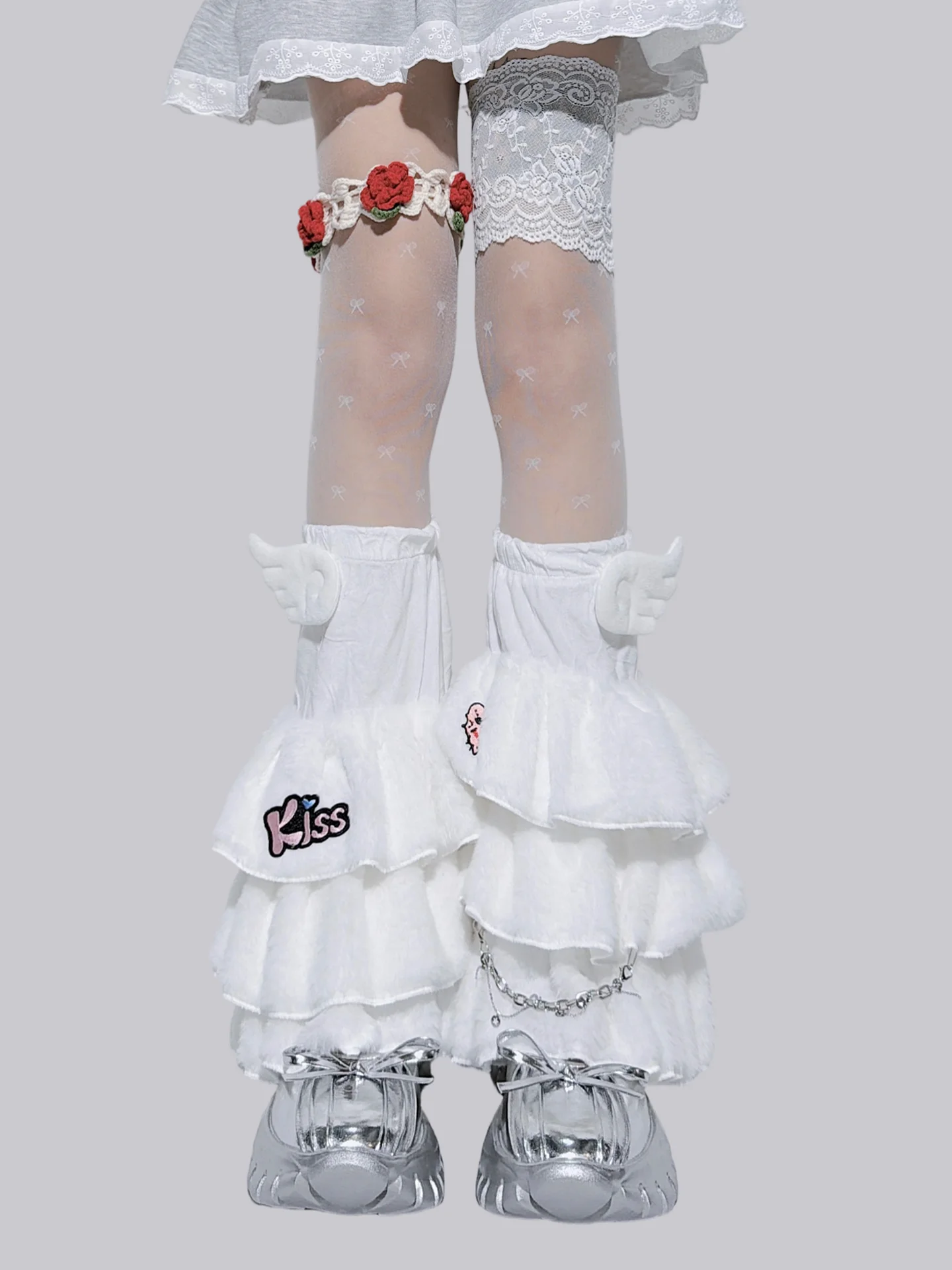 الطبقات الجوارب مع أجنحة فتاة رقيق الجوارب المتخصصة النمط الياباني تدفئة الساق الخريف والشتاء الجوارب الدافئة للنساء