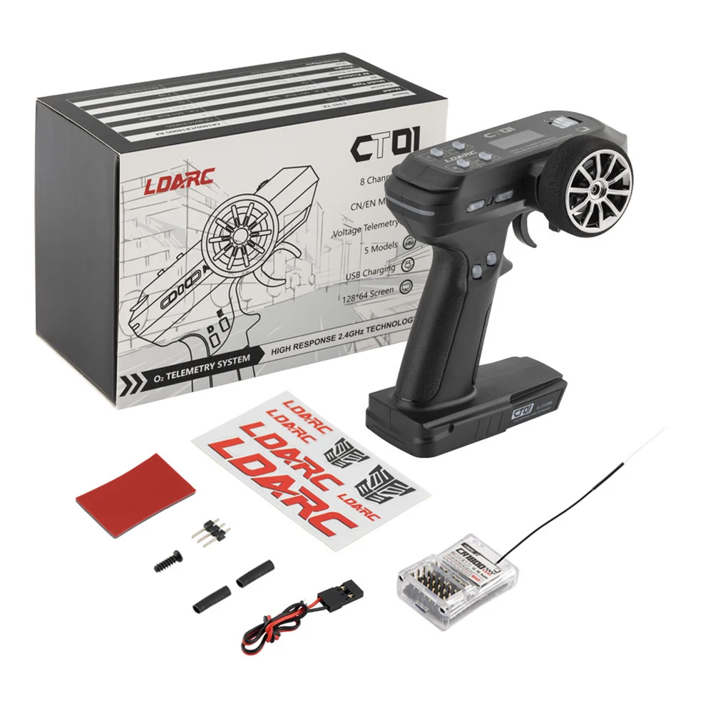 LDARC CT01 2.4G 8CH Two-Way RC Car Remote Controller with CR1800 2.4G 8CH Receiver for RC Car Boat Tanks