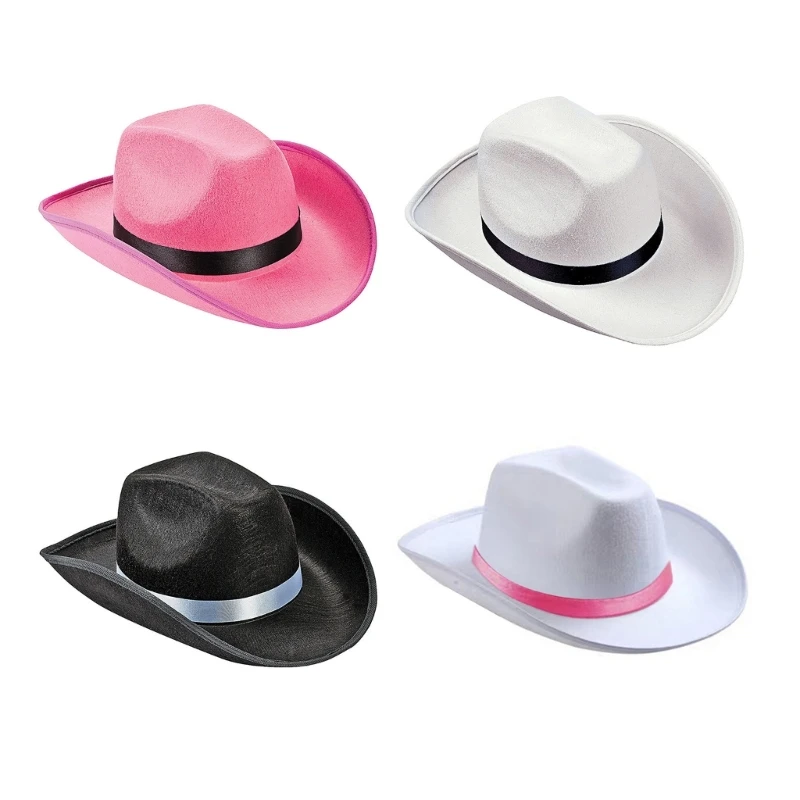 Women Western Cowboy Hat with Ribbon Multipurpose Decoratin Gift