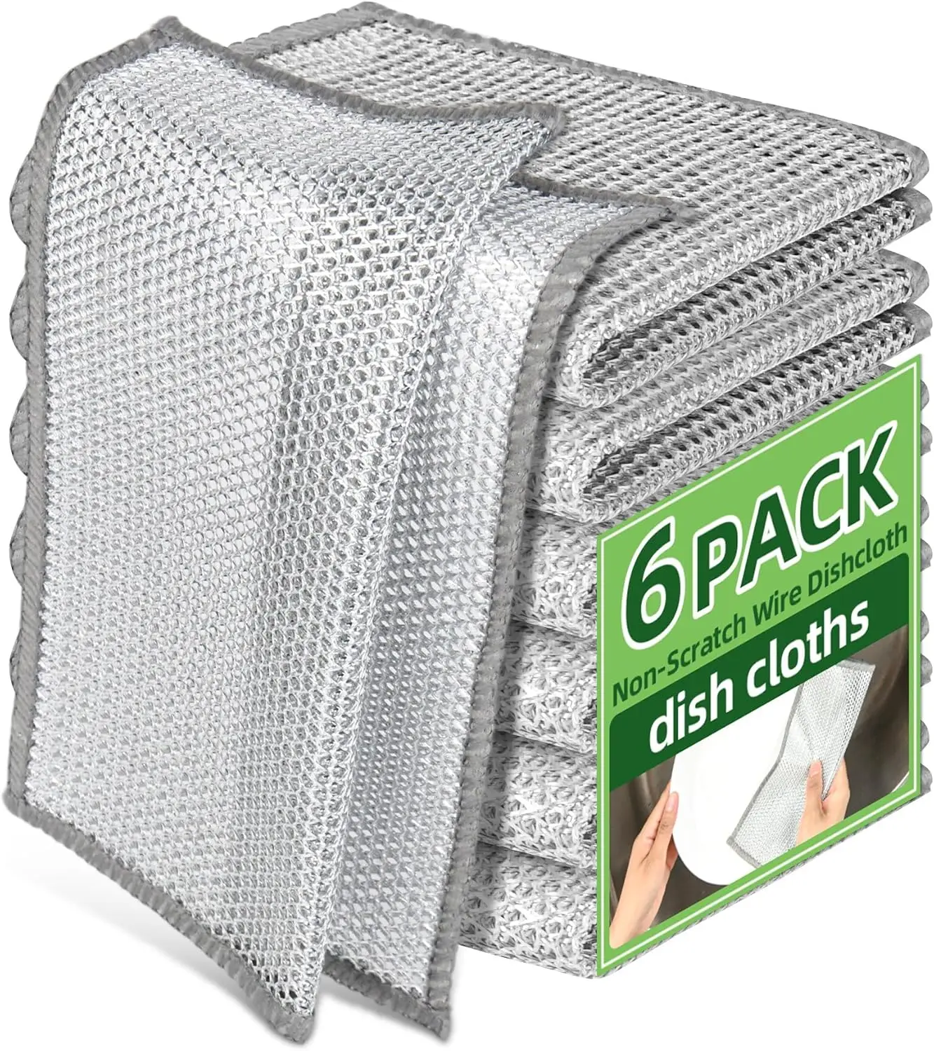 

Stainless Steel Scrubber and Cleaning Rags - Non Scratch Wire Dishcloth for Washing Dishes, Steel Wool Scrubber and Dish Towels