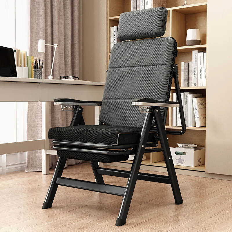 Cadeira reclinável de escritório para cochilo Cadeira ergonômica de mesa com encosto alto e encosto de cabeça ajustável Cadeira dobrável para computad