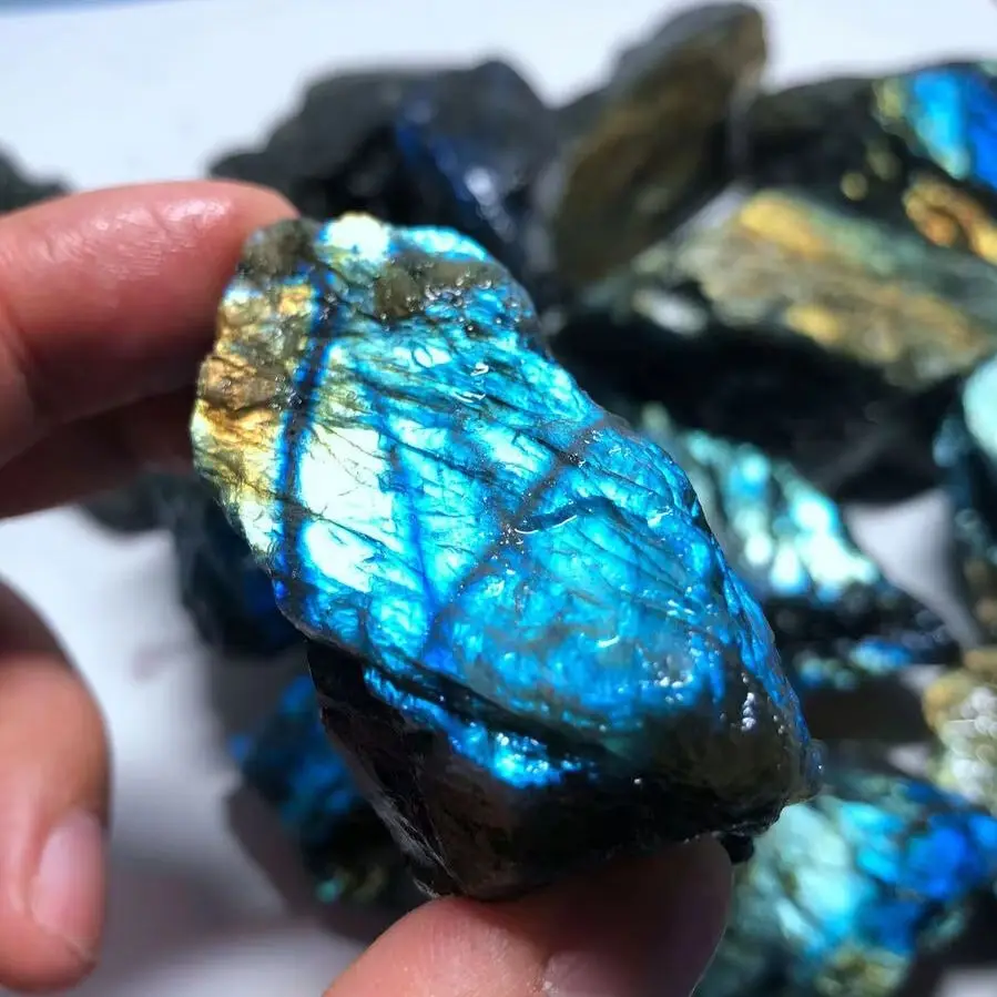 Natural Crystal Crafts Multi-shape Blue Labradorite Raw Stone/Freeform Ornament Healing Stone for Decoration