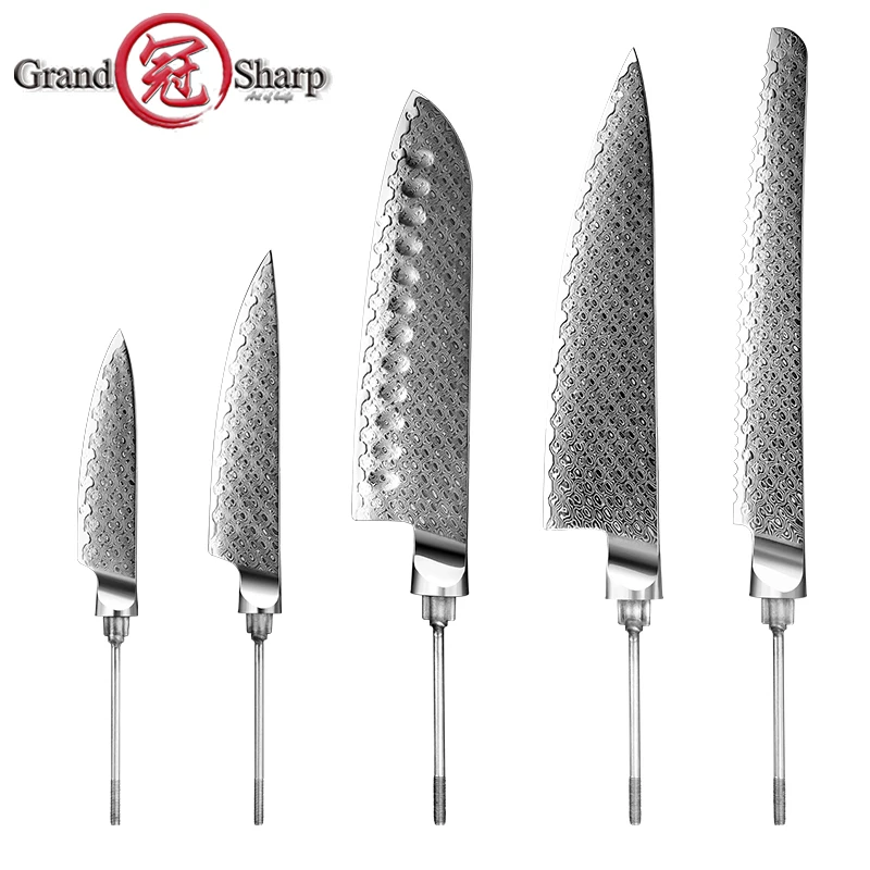 

Grandsharp Knife Blank Blade DIY Making Kitchen Knife Damascus Steel AUS10 Chef Utility Paring Knife Billet Material Tools Parts