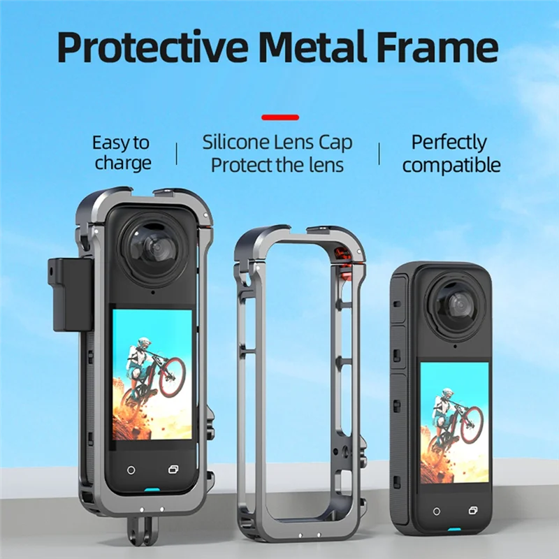 Popular Metal Frame  Cage With Silicone Lens Guards Cap For Insta360 X4 Accessories