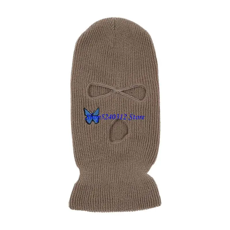 634C Ski Gebreid Warm Volgelaatsmasker Winter Handgemaakte Rijden Bivakmuts Met Drie Gaten