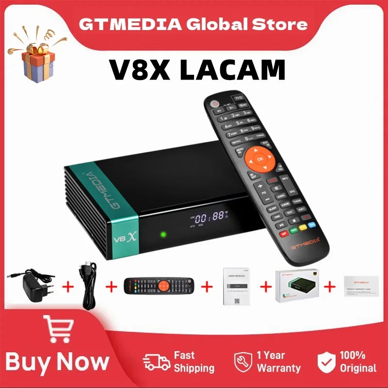 GTMEDIA V8X Satellite Receiver DVB-S/S2/S2X H.265 HEVC 10Bit Built-in 2.4G WIFI,CA Card Reader Support LACAM/MARS/ECAM/CCAM/M3U