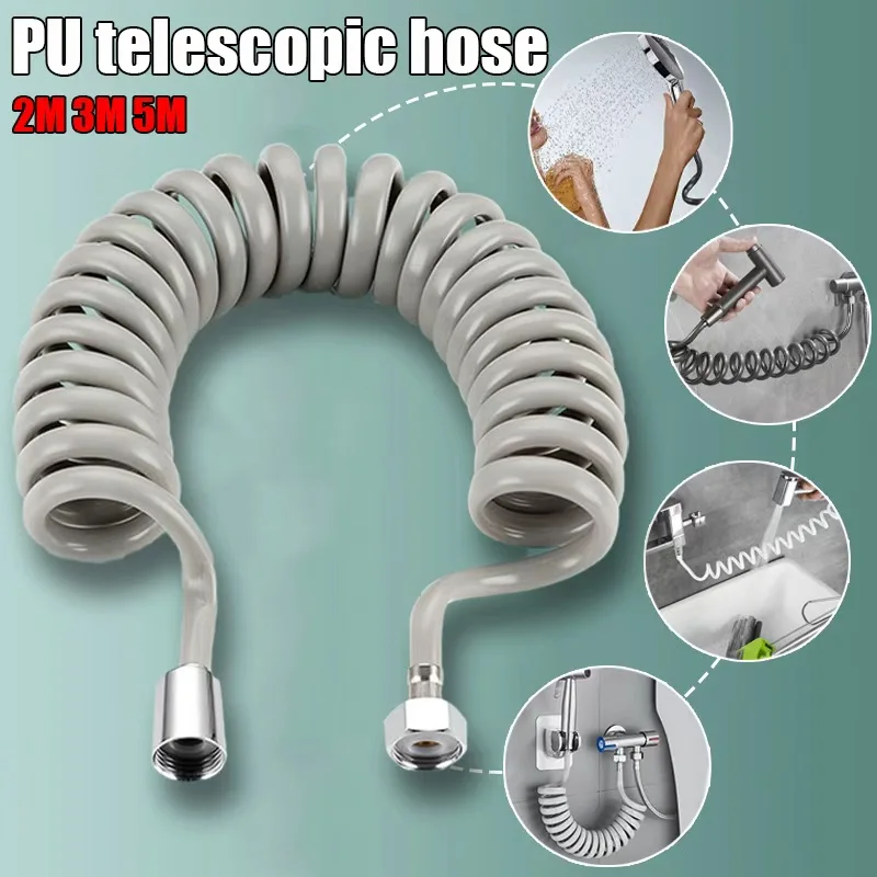 Manguera de ducha de resorte de 1,5/2/3/5m, medidores de manguera de plomería de agua, manguera de plástico para baño, inodoro, pulverizador de bidé, línea telefónica, mangueras suaves
