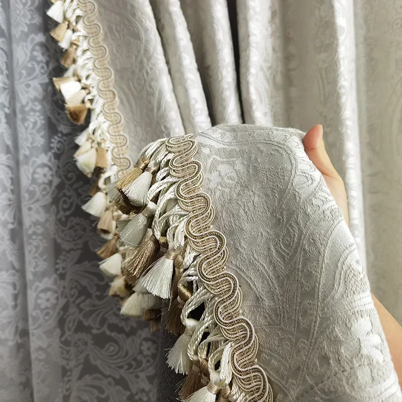 

Luxury French Curtains for Living Dining Room Bedroom Retro Cream Style Large Three-dimensional Relief Shading Curtain Customize