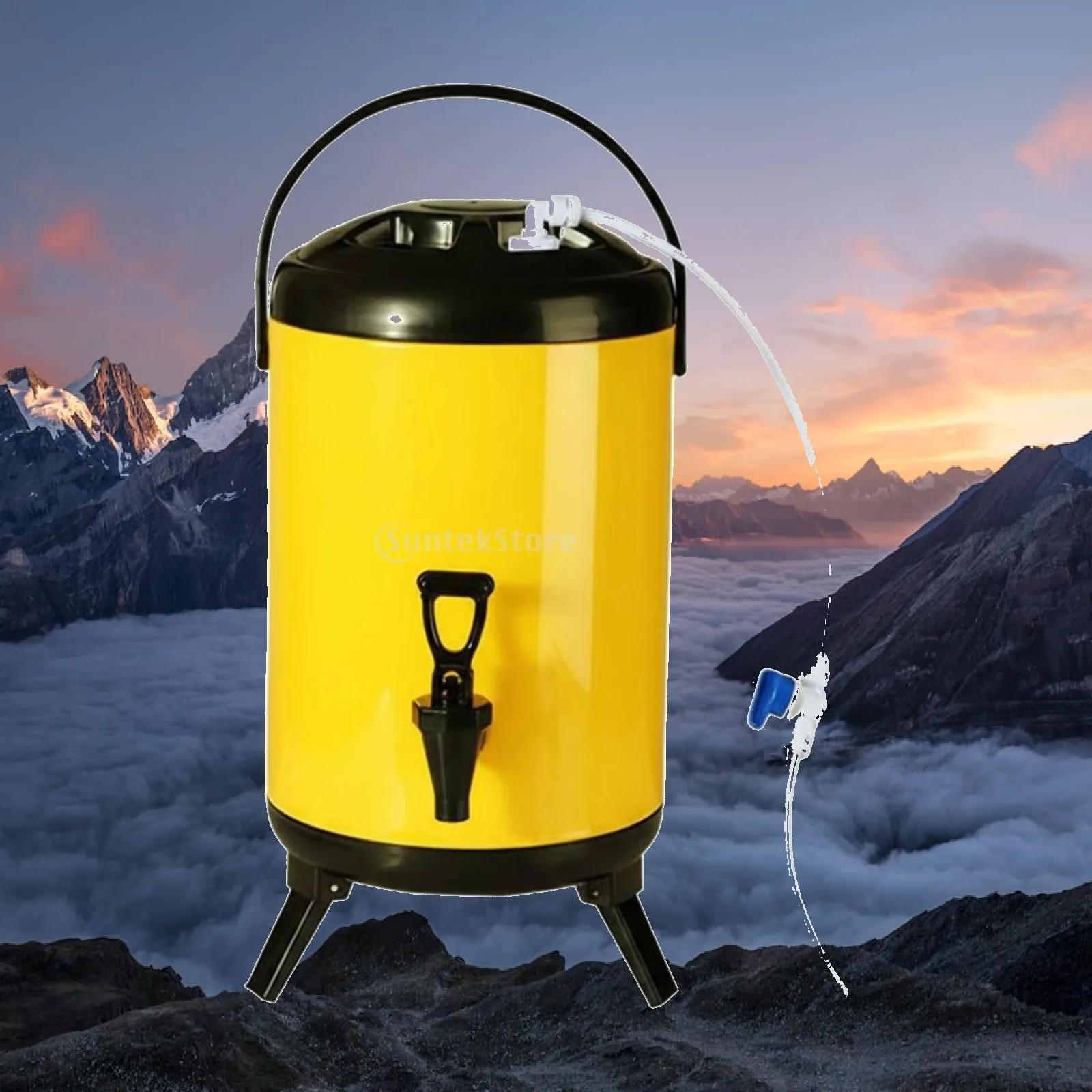 Stainless Steel Insulated Beverage Container 12L Thermal Urn with Faucet for Restaurant Milk Tea Coffee Shop Use