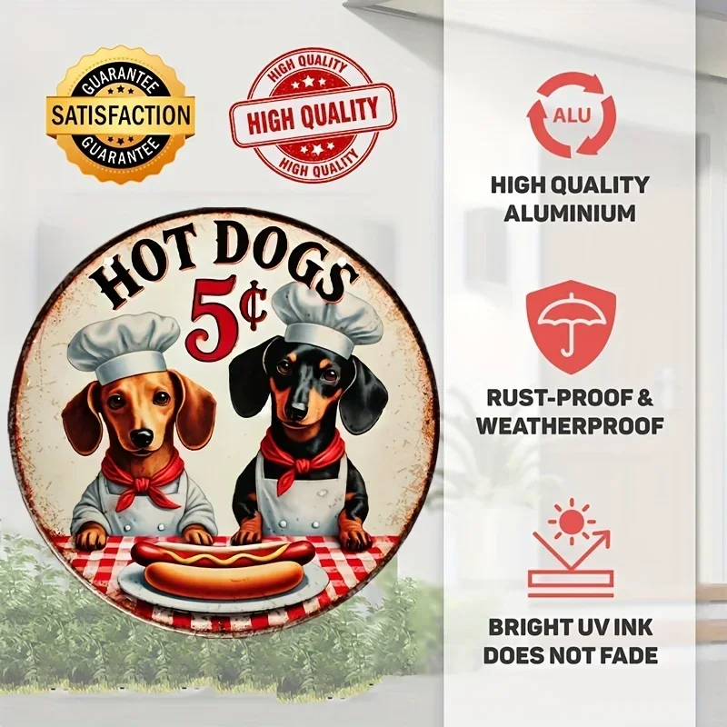 Vintage Hot Dog Sign, 5 Cent Length, Chef-Designed, Perfect Kitchen Wall Decor, Home Decor