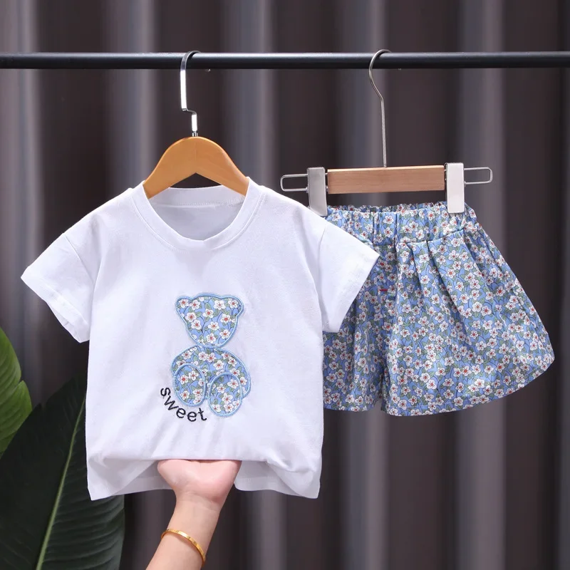 New Summer Baby Clothes Set Children Casual Cotton T-Shirt Shorts 2Pcs/Set Toddler Girls Clothing Infant Costume Kids Tracksuits image 2