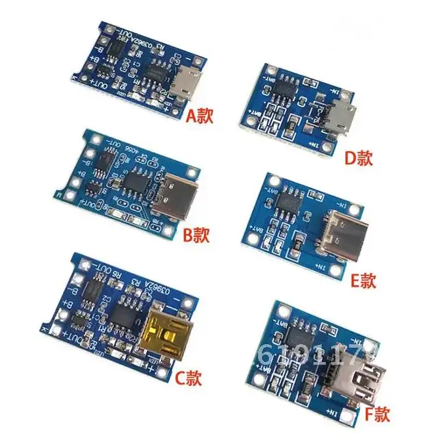 Type-c/Micro/Mini USB 5V 1A 18650 TP4056 Lithium Battery Charger Module Charging Board with Protection Dual Functions 1A Li-ion