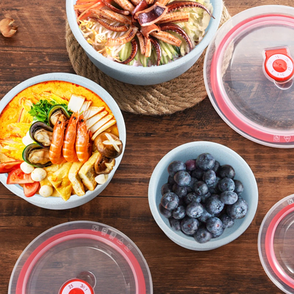 

3Pcs Eco Friendly Wheat Straw Food Storage Boxes Microwave Safe Lightweight Lunch Bowls Household Restaurant Picnic Use