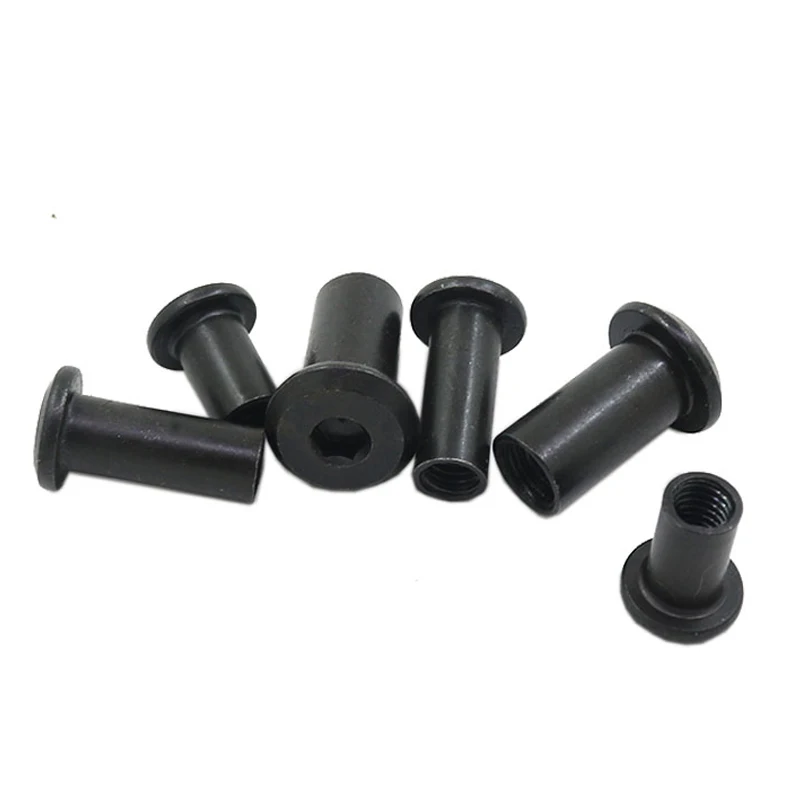 50/ 20/ 10PCS M3 M4 M5 M6 M8 Black Carbon Steel Large Flat Hex Hexagon Socket Head Rivet Connector Insert Joint Sleeve Cap Nut