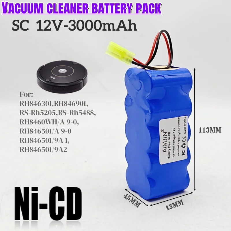 

SC 12 В 3000 мАч для Rowenta 12 В RH5488 RH846301 RH846901 RS-RH5205 аккумулятор для робота-пылесоса