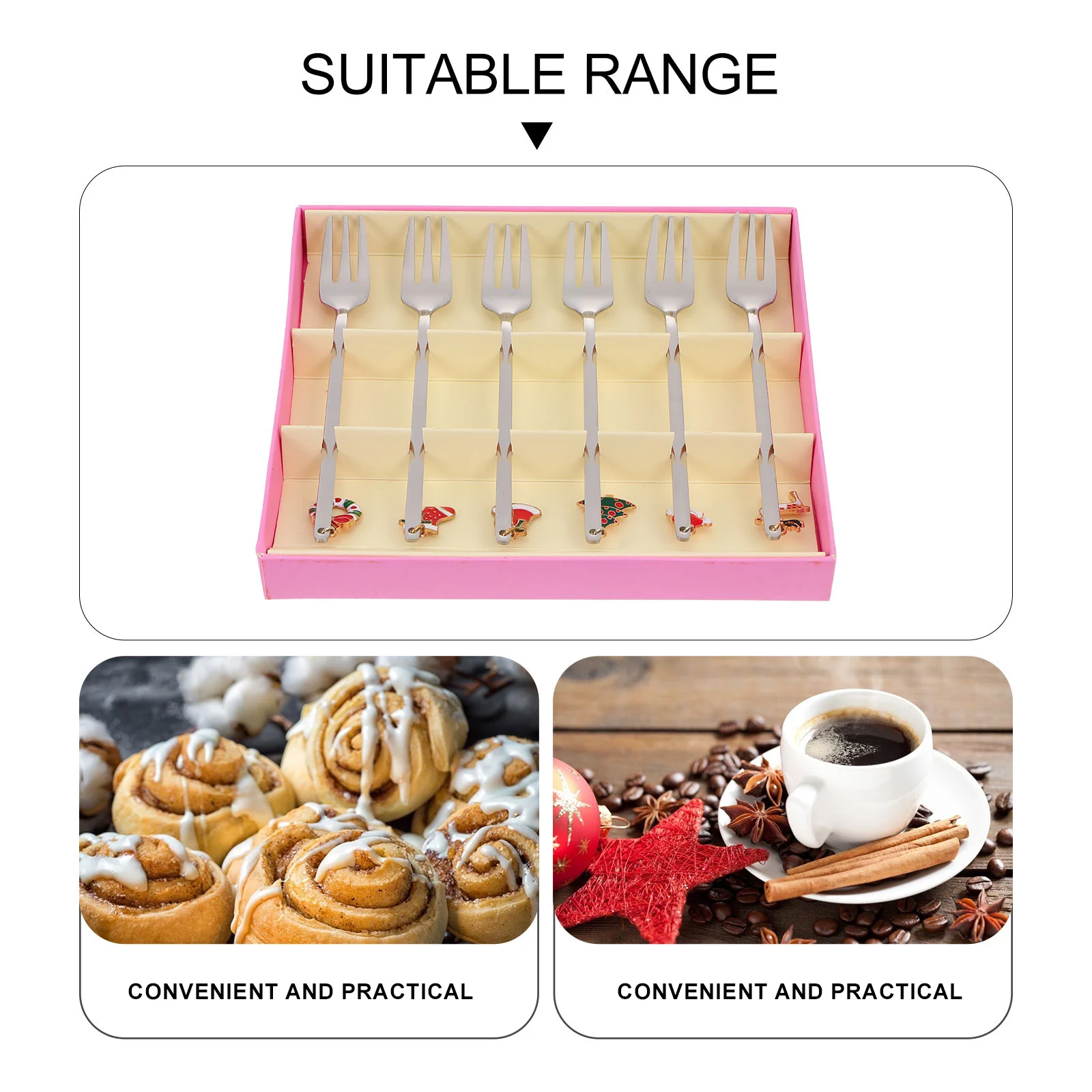

6Pcs Christmas Stainless Steel Forks Set Coffee Dessert Cake Forks Gift Box for Wedding Housewarming Spoons Gift Box