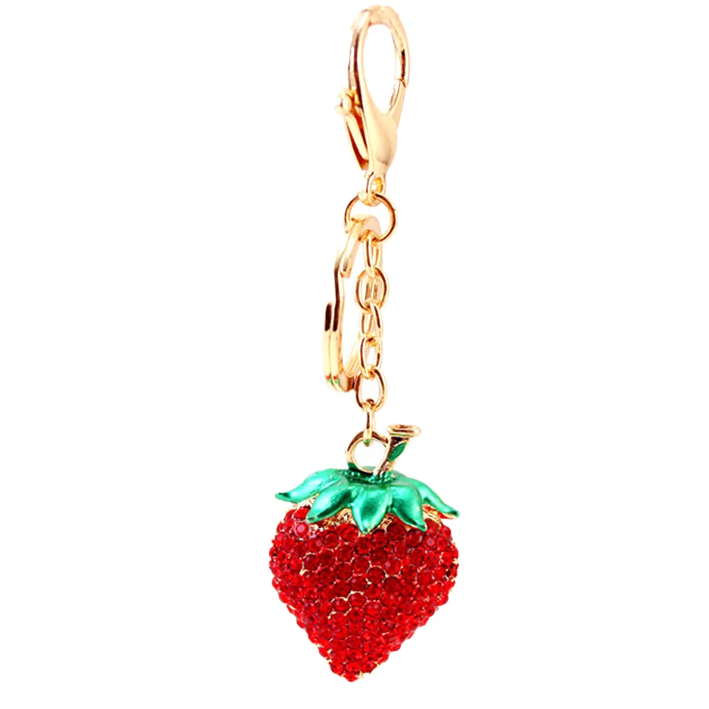 

Rhinestone Strawberry Keychain Elegant Key Organizer Bag Pendant Car Hanging Decoration Holiday Gift for Birthday Valentine