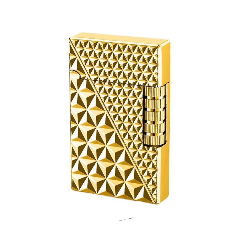 

New Vintage Grinding Wheel Loudspeaker Lighter Diamond Texture Oblique Fire Inflatable Smoking Lighter Men's High End Gifts