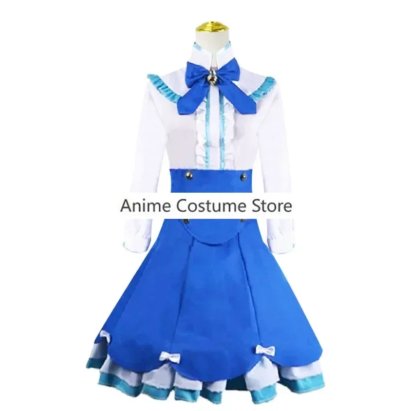 Costume de Cosplay Vanille pour Femme, Perruque Rose, Anime Netelesara, Chat, Bol, Robe Lolita, Uniforme Sexy, Ensemble de Robe Bleue pour ixd'Halloween