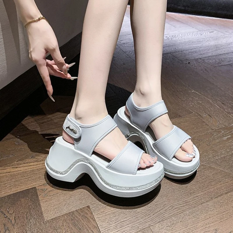 

New Women's Thick-soled Sandals High-heeled Open-toed Sandals Outdoor Slim and Breathable Fashionable Beach Comfortable Sandals