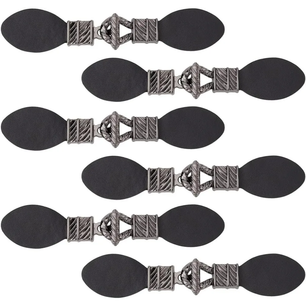 

6-парный держатель для кардигана, пришивные кожаные пряжки, кожаный зажим, пряжка, застежка-пончо, пряжка с узлом, пряжка из искусственной кожи, защелкивающийся переключатель