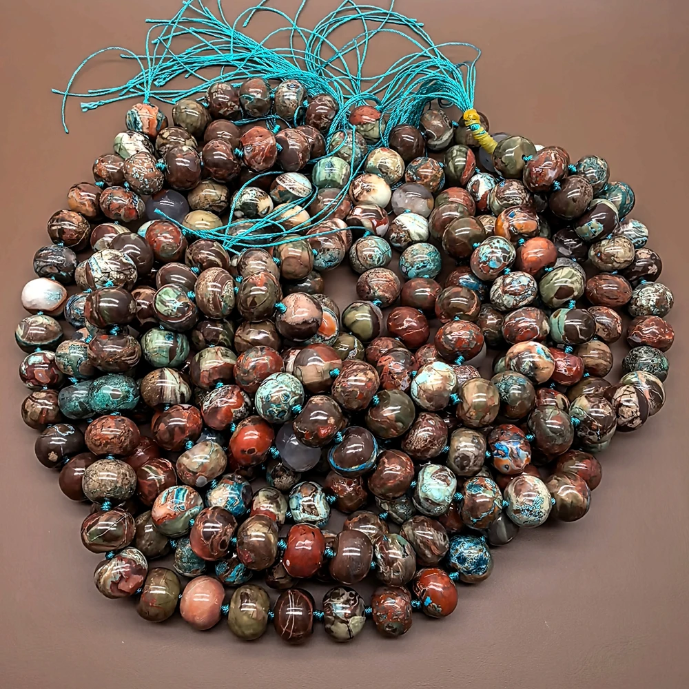 One Strand 11x15mm Ocean Jasper Flat Oval Multi Color Landscape Pattern Gemstone Beads For DIY Necklace Bracelet Jewelry Making