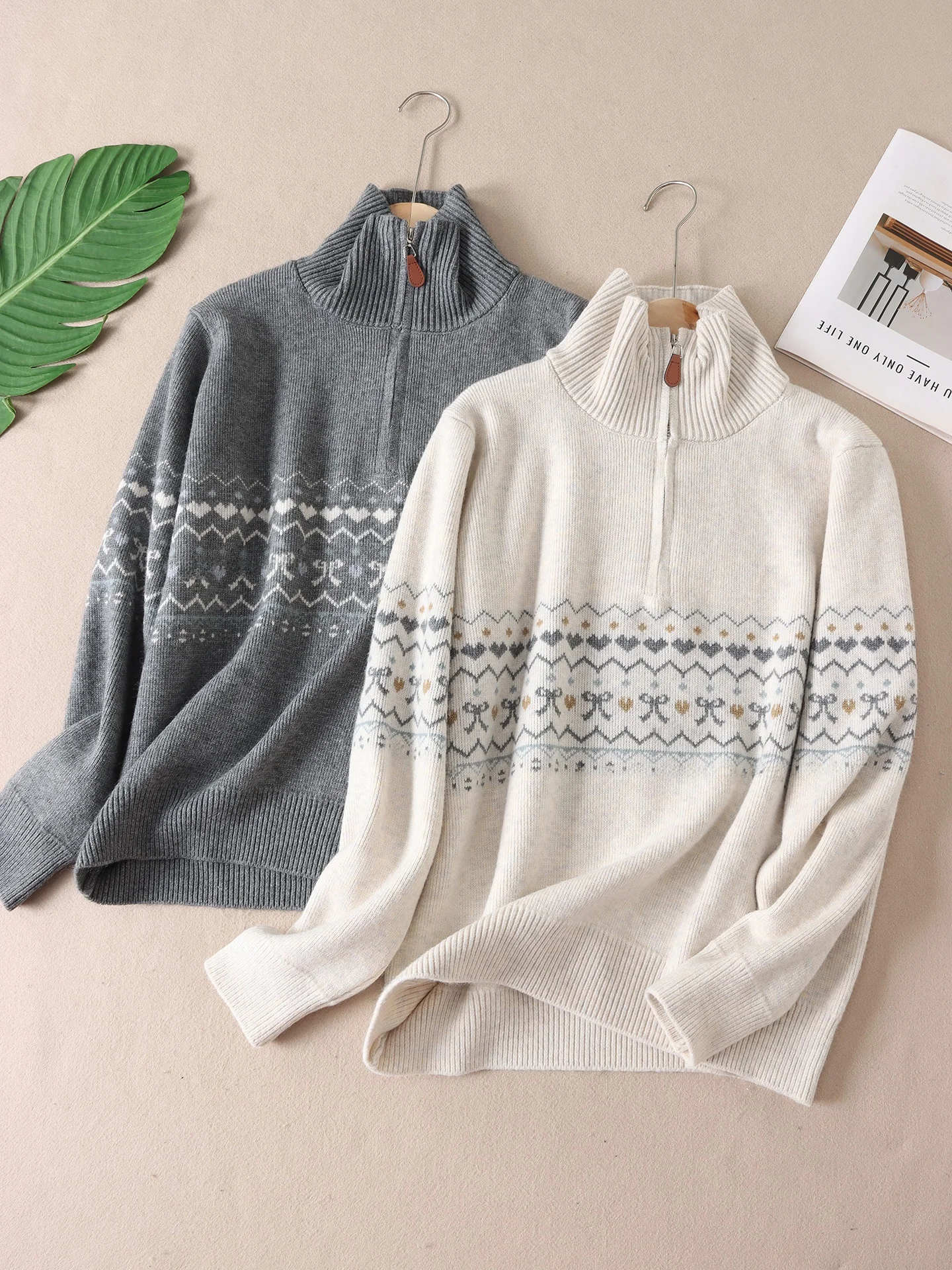 

Корейский вязаный свитер с высоким воротником, женский осенне-зимний теплый длинный топ све с ленивым цветочным узором