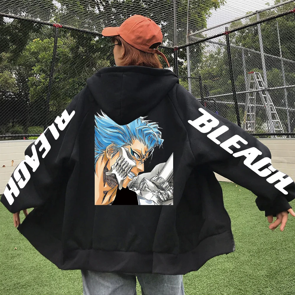Bleach Grimmjow Jaegerjaquez Anime Zipper Hoodies Harajuku Cartoon