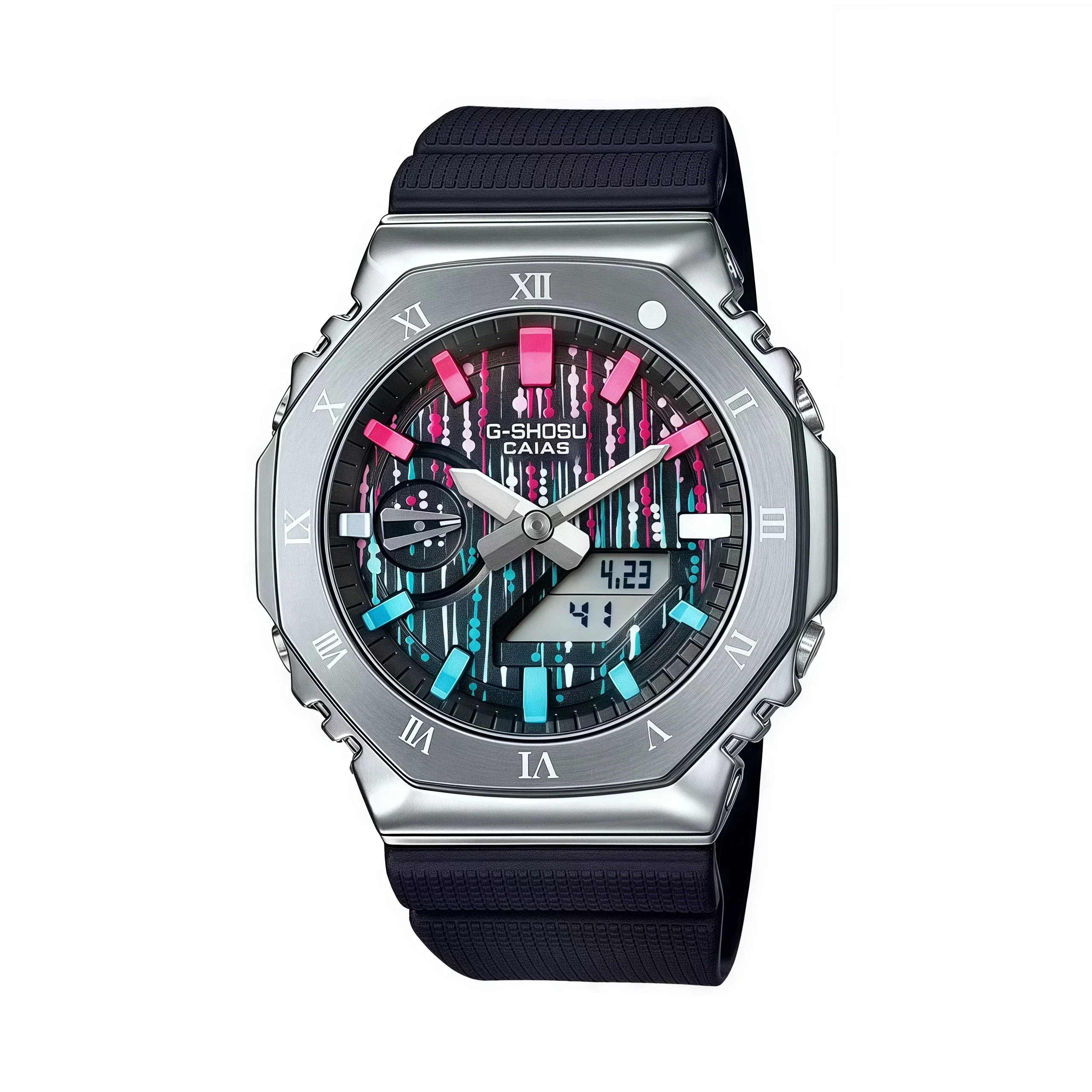 Sports Digital Electronic Unisex Watch LED Alloy Roman Numeral Dial Multifunctional World Time Waterproof Oak Series